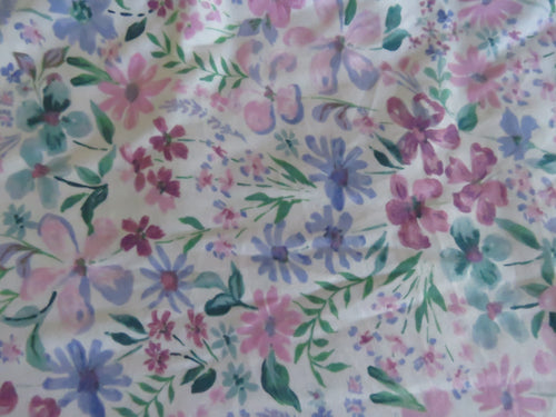 95cm Purple and pink floral printed linen cotton jersey knit 150cm