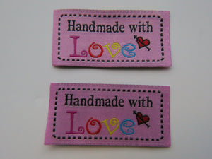 10 Light Pink Hand Made labels 50x 23mm