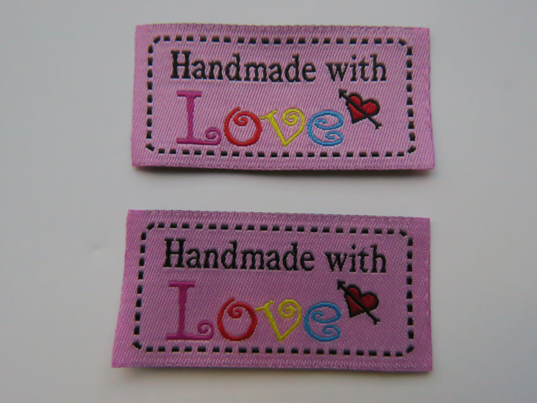 8 Light Pink Hand Made labels 50x 23mm