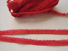 Load image into Gallery viewer, 1m Orange red Stretch lace Elastic trim 6mm wide- underwear, crafts etc