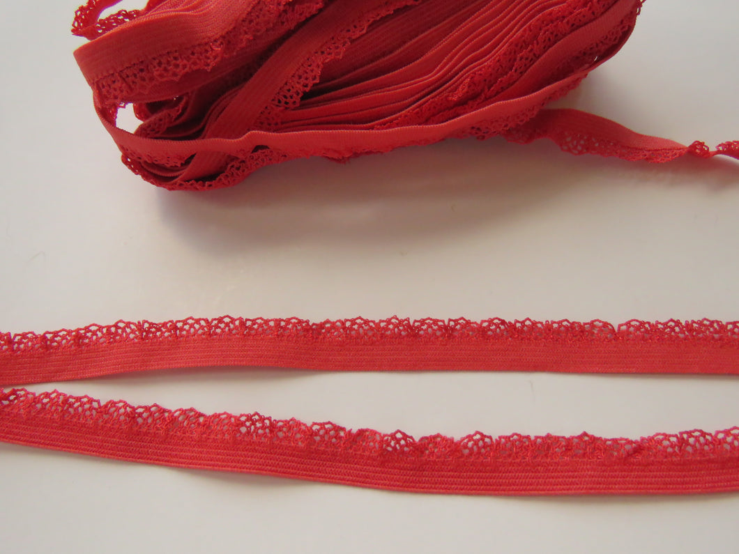 1m Orange red Stretch lace Elastic trim 6mm wide- underwear, crafts etc