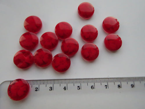 5 Red See through buttons with a single flower 14mm resin shank buttons