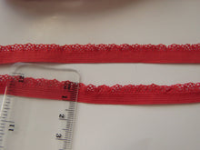 Load image into Gallery viewer, 1m Orange red Stretch lace Elastic trim 6mm wide- underwear, crafts etc