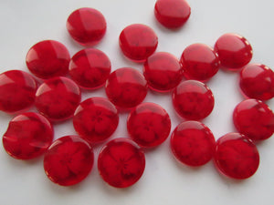 5 Red See through buttons with a single flower 14mm resin shank buttons