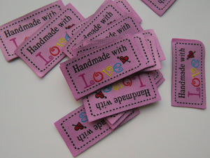 8 Light Pink Hand Made labels 50x 23mm