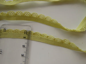 1m Citrine Lacy trim Stretch Elastic trim 11mm wide- underwear, crafts etc.