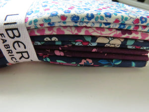 Liberty Fabrics Flower Show-Midnight Garden Fat Quarter Bundle of 5 different fabrics Bundle #A –5 fabrics Each one is  55X45CM