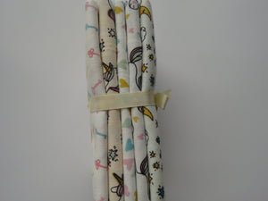 Magical Unicorn Fabric Bundle of 5 Fat Quarters. Mixed prints- 100% cotton. 50 x 52cm per piece