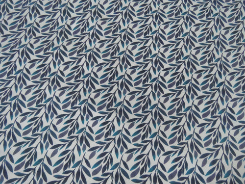 1m Teal Leaf print organic cotton spandex jersey knit 148cm