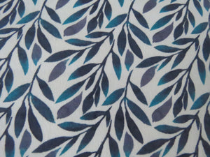 1m Teal Leaf print organic cotton spandex jersey knit 148cm