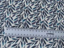 Load image into Gallery viewer, 1m Teal Leaf print organic cotton spandex jersey knit 148cm