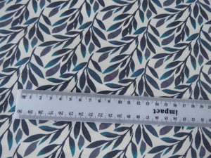 1m Teal Leaf print organic cotton spandex jersey knit 148cm