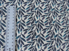 Load image into Gallery viewer, 1m Teal Leaf print organic cotton spandex jersey knit 148cm