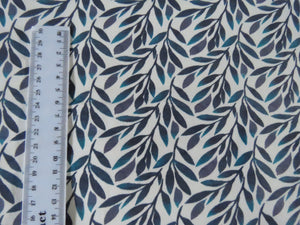 1m Teal Leaf print organic cotton spandex jersey knit 148cm