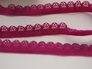 1m Magenta Lacy trim Stretch Elastic trim 11mm wide- underwear, crafts etc.