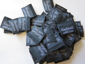 25 Dark Grey Handmade with Love Labels 25 x 15mm