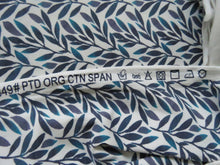 Load image into Gallery viewer, 1m Teal Leaf print organic cotton spandex jersey knit 148cm