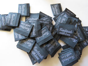 25 Dark Grey Handmade with Love Labels 25 x 15mm