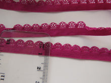 Load image into Gallery viewer, 1m Magenta Lacy trim Stretch Elastic trim 11mm wide- underwear, crafts etc.