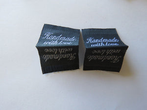 25 Dark Grey Handmade with Love Labels 25 x 15mm