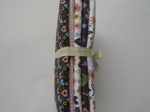 Hearts and Flowers Bundle of 5 Fat Quarters. Mixed prints- 100% cotton. 50 x 52cm per piece