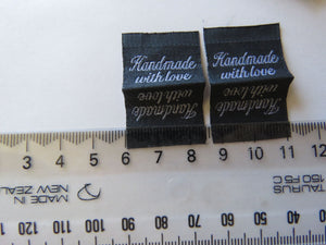 25 Dark Grey Handmade with Love Labels 25 x 15mm