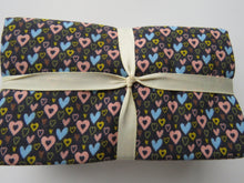 Load image into Gallery viewer, Hearts and Flowers Bundle of 5 Fat Quarters. Mixed prints- 100% cotton. 50 x 52cm per piece