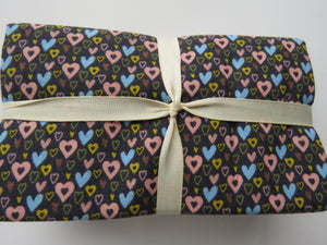 Hearts and Flowers Bundle of 5 Fat Quarters. Mixed prints- 100% cotton. 50 x 52cm per piece