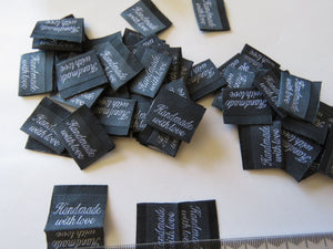 25 Dark Grey Handmade with Love Labels 25 x 15mm