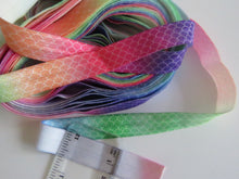 Load image into Gallery viewer, 8.7m Snake variegated rainbow Fold over Elastic FOE Fold over elastic 15mm wide