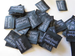 25 Dark Grey Handmade with Love Labels 25 x 15mm