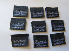 Load image into Gallery viewer, 25 Dark Grey Handmade with Love Labels 25 x 15mm