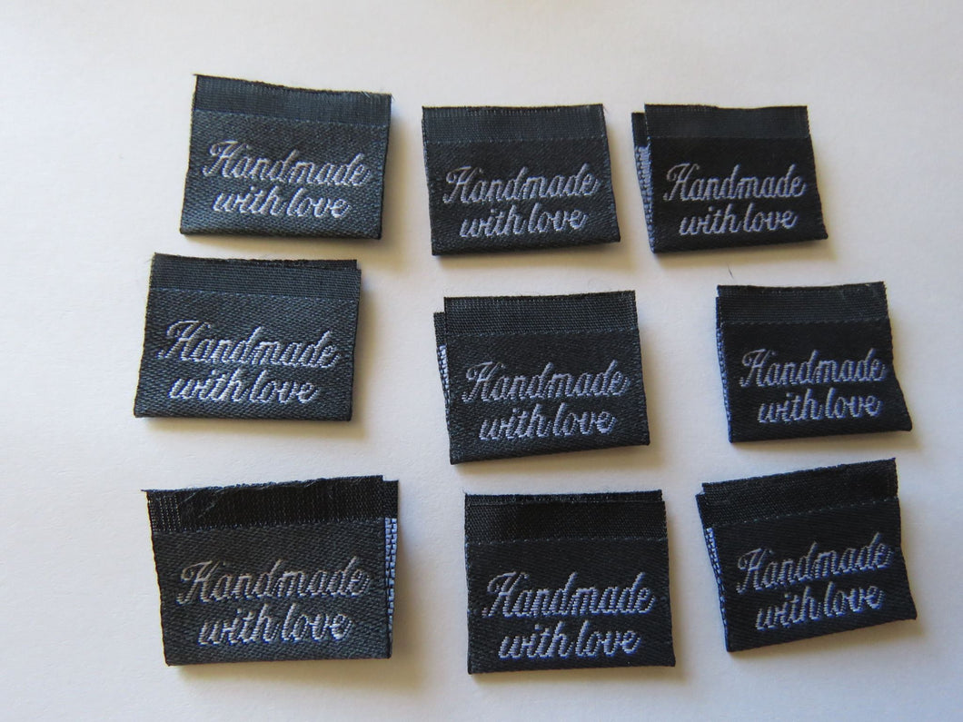 25 Dark Grey Handmade with Love Labels 25 x 15mm