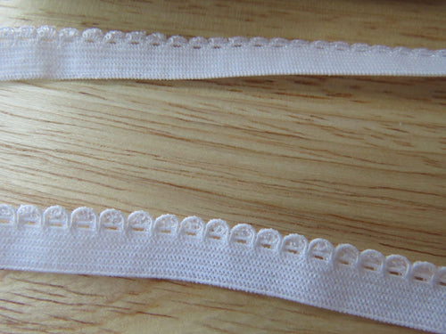 1m White Elastic with scallop trim 10mm wide- use for underwear, lingerie, crafts, trim