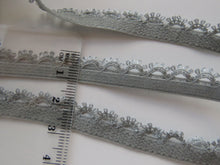 Load image into Gallery viewer, 1m Dark Grey Lacy trim Stretch Elastic trim 11mm wide- underwear, crafts etc.