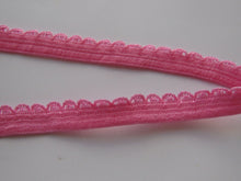 Load image into Gallery viewer, 1m Watermelon Pink Lacy trim Stretch Elastic trim 11mm wide- underwear, crafts etc.