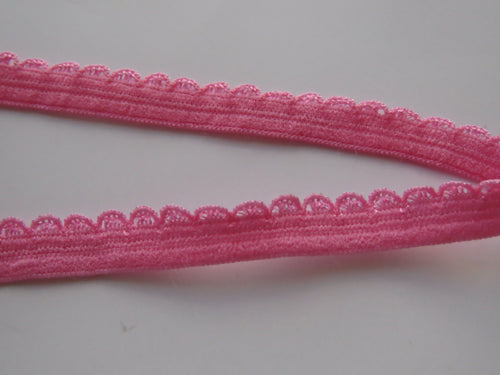 1m Watermelon Pink Lacy trim Stretch Elastic trim 11mm wide- underwear, crafts etc.