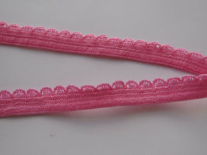 1m Watermelon Pink Lacy trim Stretch Elastic trim 11mm wide- underwear, crafts etc.