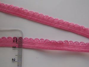 1m Watermelon Pink Lacy trim Stretch Elastic trim 11mm wide- underwear, crafts etc.