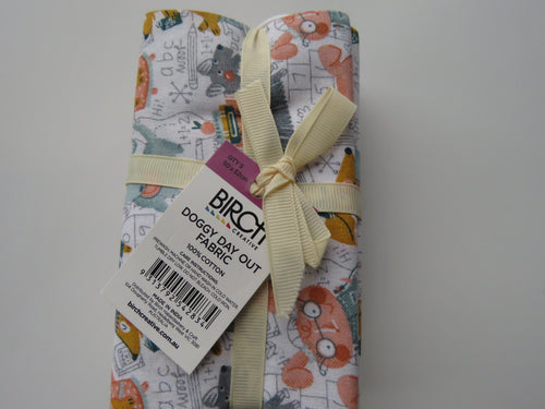 Doggy Day Out Fabric Bundle of 5 Fat Quarters. Mixed prints- 100% cotton. 50 x 52cm per piece