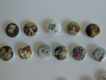 Load image into Gallery viewer, 25 Mixed Cat print buttons- white wood look back 15mm