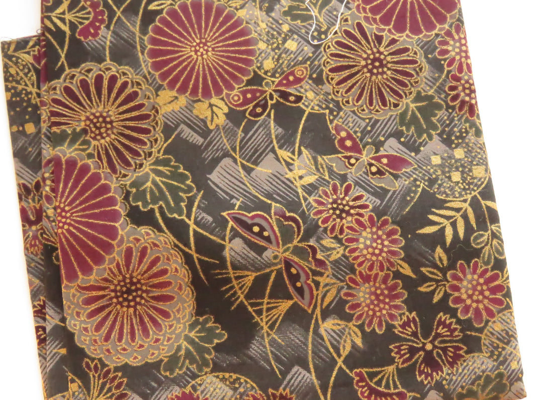 Grey maroon and gold floral Fat quarter 100% cotton approx. 50x 56cm