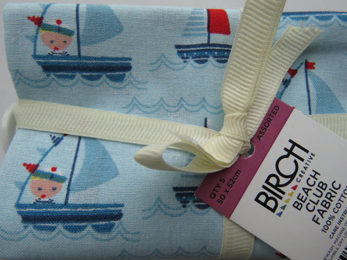 Beach Club Bundle of 5 Fat Quarters. Mixed prints- 100% cotton. 50 x 52cm per piece