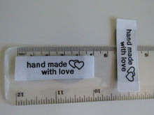 Load image into Gallery viewer, 10 Bright White Handmade With Love and Heart Labels 45 x 15mm