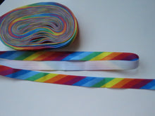 Load image into Gallery viewer, 4m Diagonal  Rainbow Fold Over Elastic 15mm wide FOE Foldover