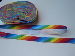 4m Diagonal  Rainbow Fold Over Elastic 15mm wide FOE Foldover