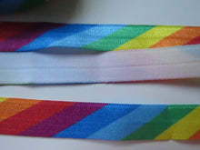 Load image into Gallery viewer, 4m Diagonal  Rainbow Fold Over Elastic 15mm wide FOE Foldover