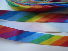 Load image into Gallery viewer, 4m Diagonal  Rainbow Fold Over Elastic 15mm wide FOE Foldover