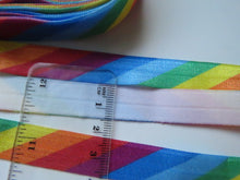 Load image into Gallery viewer, 4m Diagonal  Rainbow Fold Over Elastic 15mm wide FOE Foldover