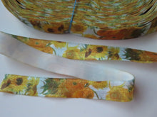 Load image into Gallery viewer, 5m Sunflowers 15mm wide fold over elastic FOE foldover elastic